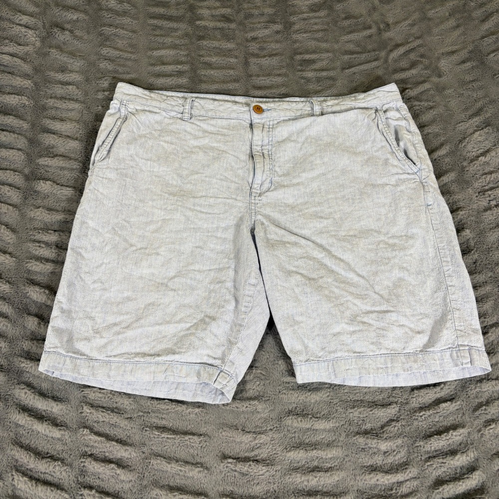 Tommy Bahama Mens 40 Blue White Striped Linen Cotton Seersucker Shorts AT280